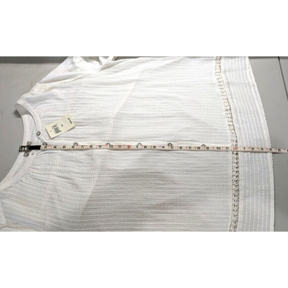 LUCKY BRAND 2X Relaxed Fit Ivory Cotton Blend Crochet 3/4 Slv Button Tunic NWT - Picture 6 of 7